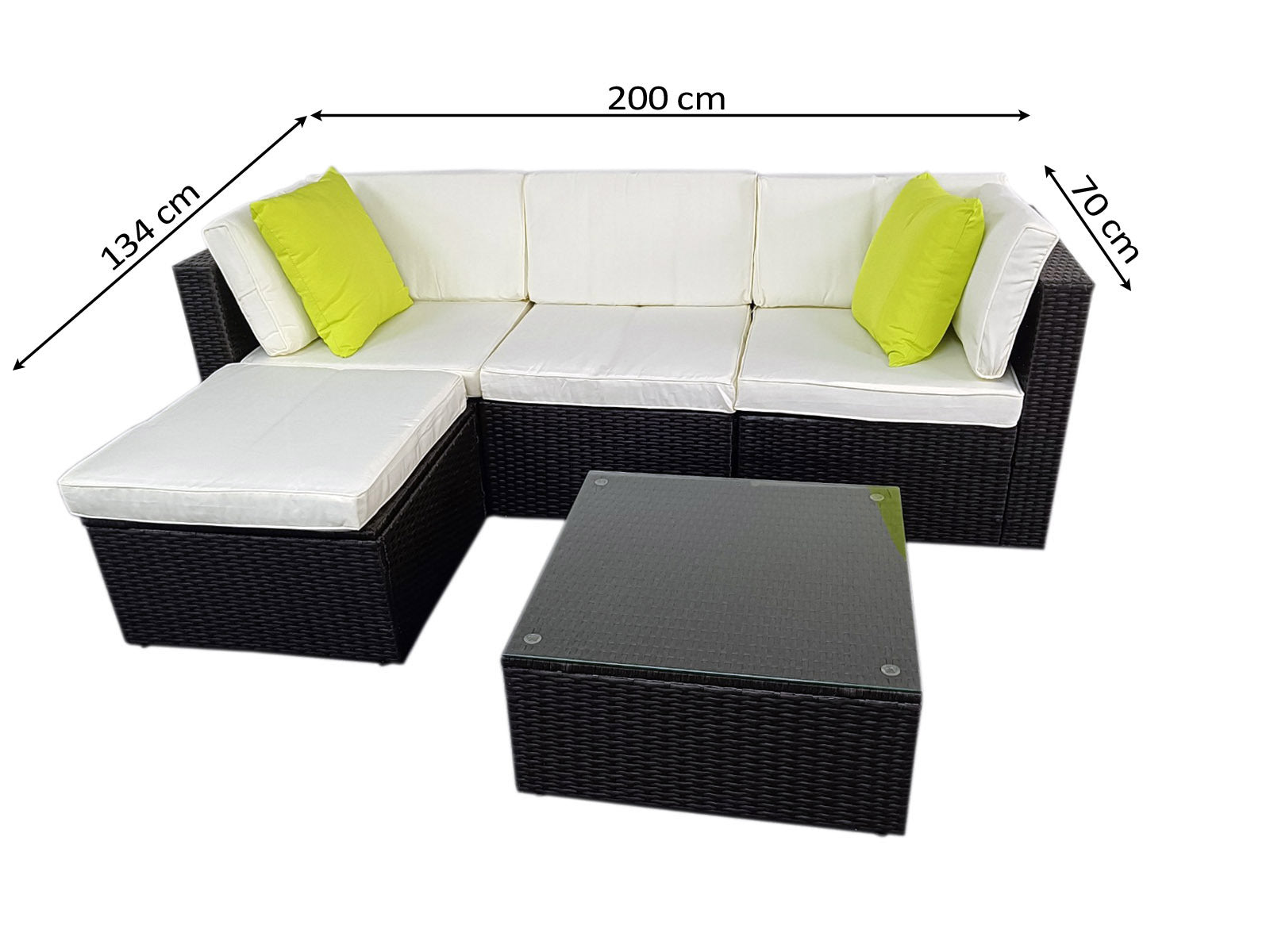 Sofa Chaise Longue de Ratan + Mesa Greca. Muebles de Jardin y Terraza