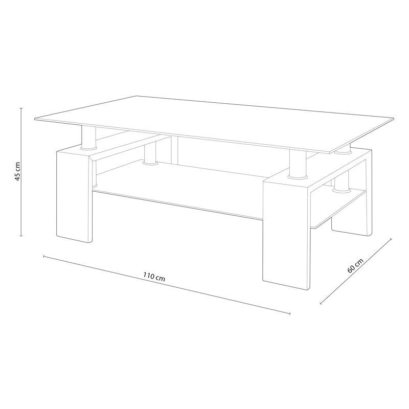 Mesa de Centro Missouri de Cristal Templado 110x60cm