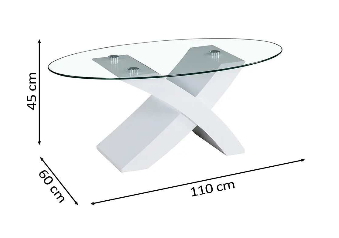 Mesa de Centro Lore de Cristal Templado 110x60 cm