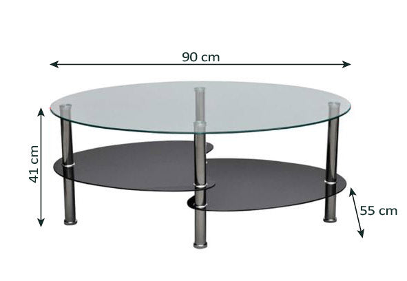 Mesa de Centro de Cristal Templado 90x55 cm