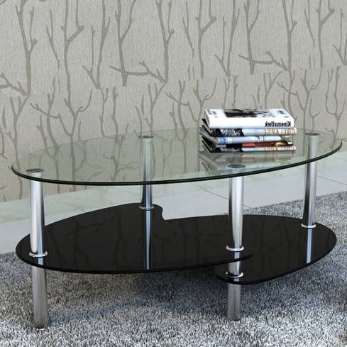 Mesa de Centro de Cristal Templado 90x55 cm