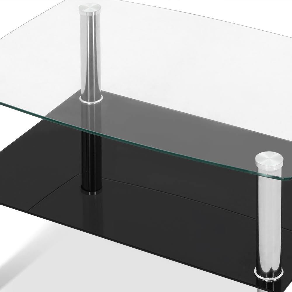 Mesa de Centro de Cristal Templado 90x50cm. 2 Niveles