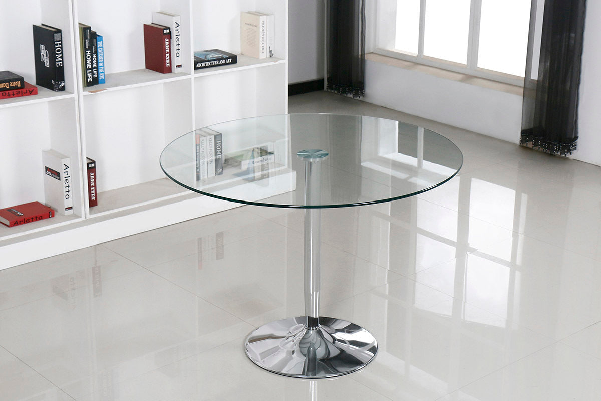 Mesa Redonda de Cristal Templado 90x75cm. Comedor o Cocina