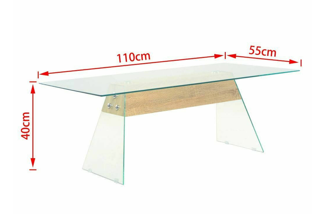 Mesa de Centro de Cristal Templado Rectangular 110x55 cm