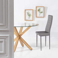 Pack Table Ronde Verre Trempé + Chaises Similicuir/Métal