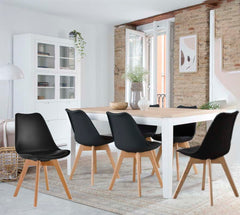 Pack Table de Salle à Manger ou de Cuisine Extensible + 6 Chaises Nordiques