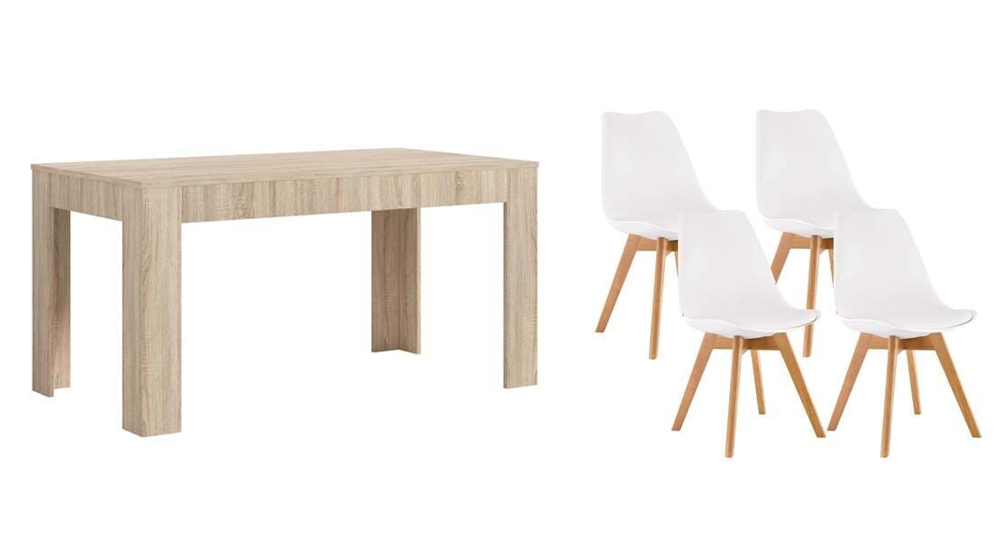 Pack Table de Salle à Manger ou de Cuisine Extensible + 4 Chaises Nordiques