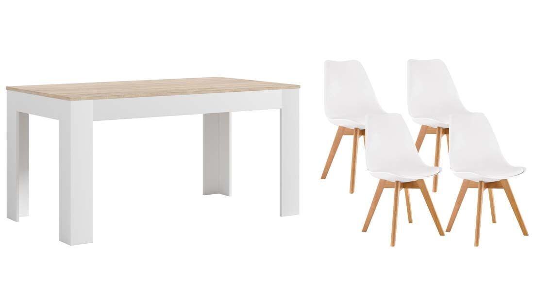 Pack Table de Salle à Manger ou de Cuisine Extensible + 4 Chaises Nordiques