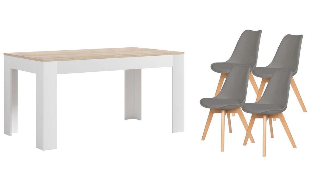 Pack Table de Salle à Manger ou de Cuisine Extensible + 4 Chaises Nordiques