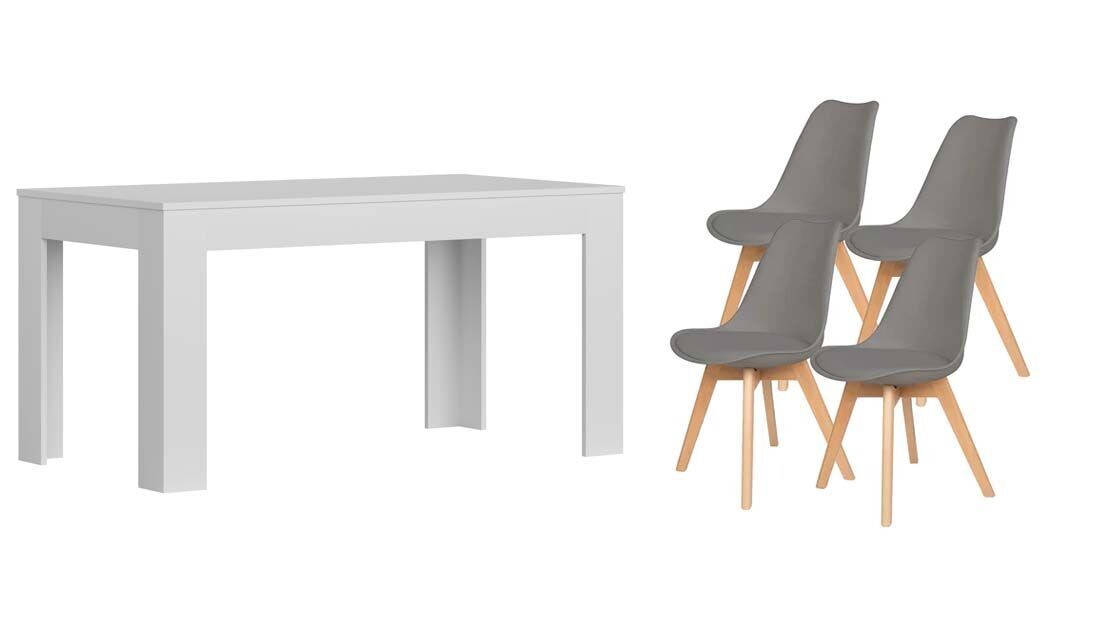 Pack Table de Salle à Manger ou de Cuisine Extensible + 4 Chaises Nordiques