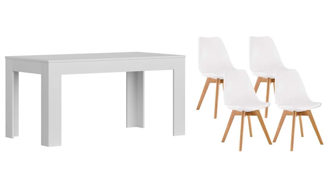 Pack Table de Salle à Manger ou de Cuisine Extensible + 4 Chaises Nordiques