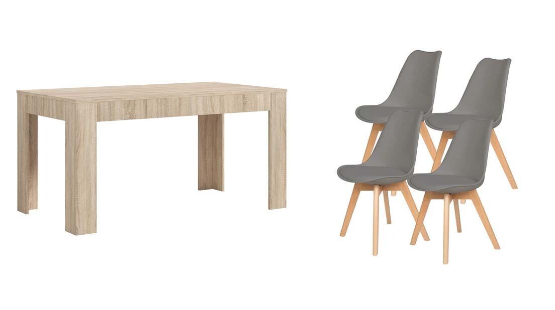 Pack Table de Salle à Manger ou de Cuisine Extensible + 4 Chaises Nordiques