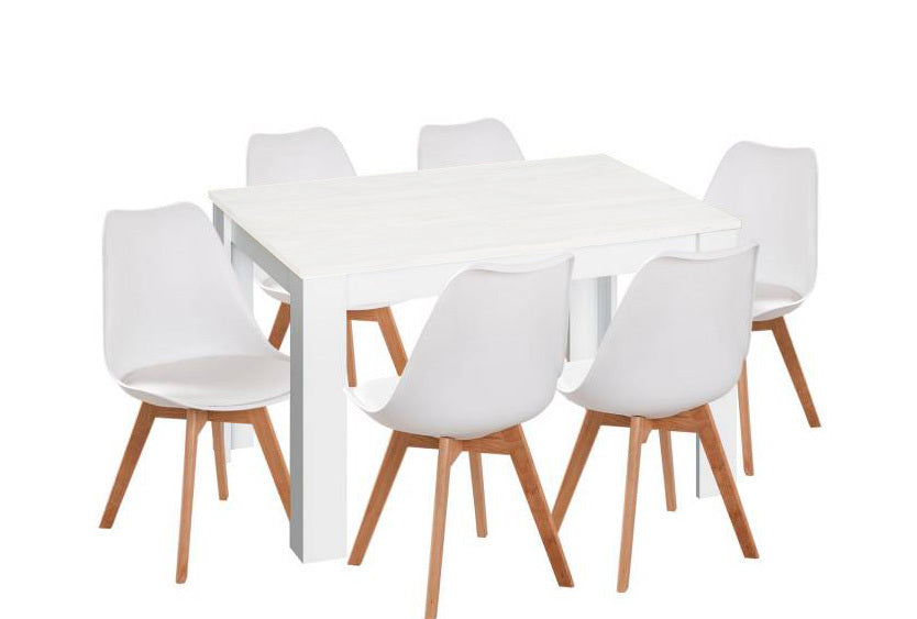 Pack Mesa Extensible de Comedor o Cocina + 6 Sillas Nordic