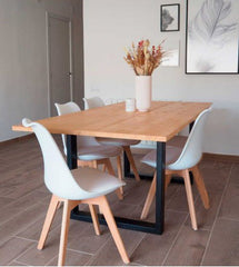 Pack Table à Manger ou Cuisine Bois Massif 160cm + Chaises Nordiques