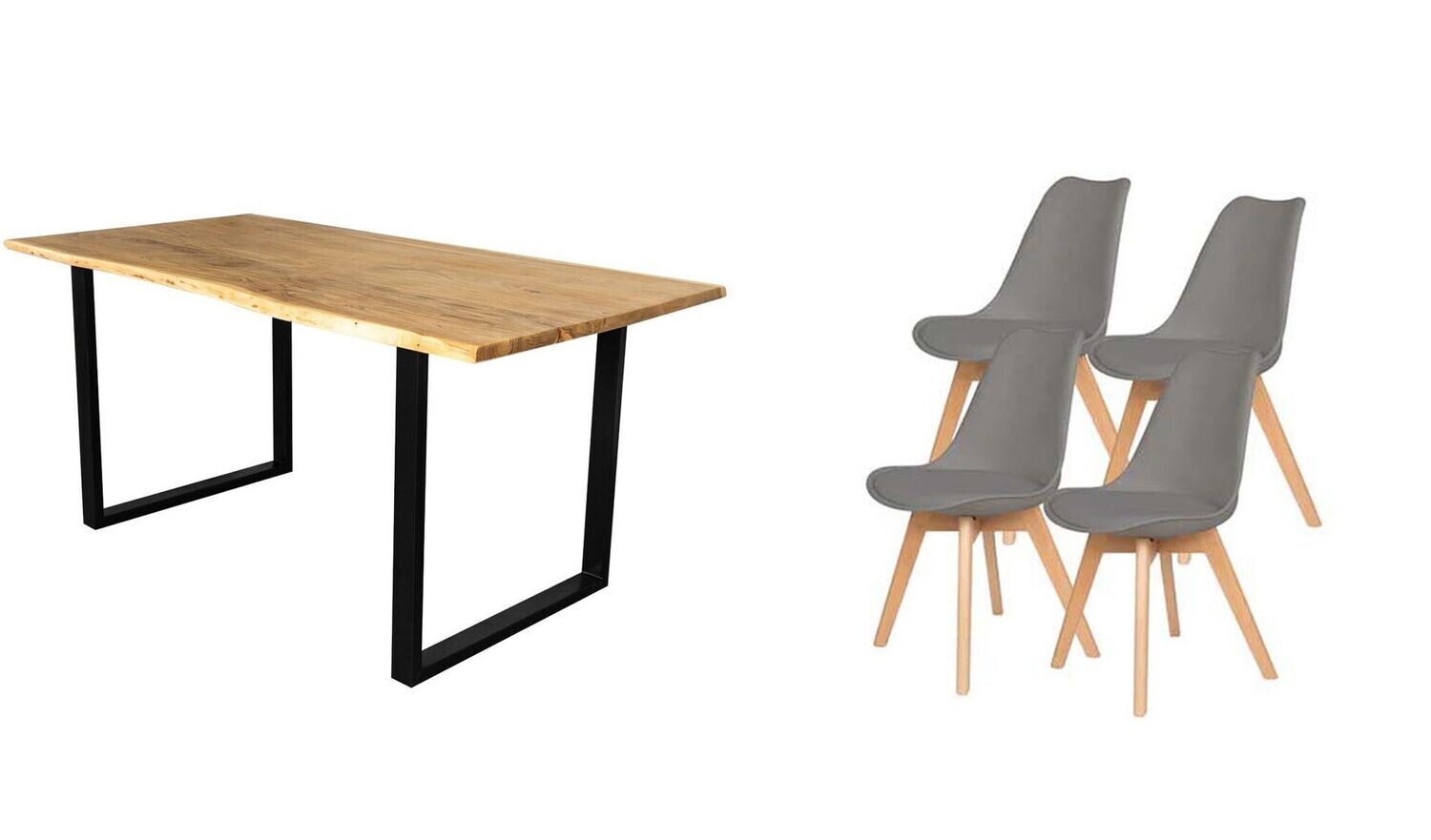 Pack Table à Manger ou Cuisine Bois Massif 200cm + Chaises Nordiques