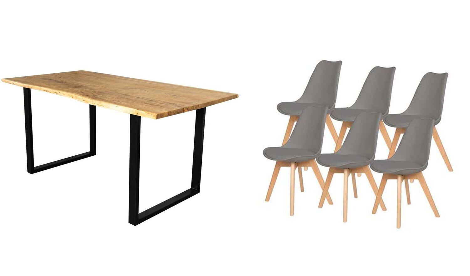 Pack Mesa de Comedor o Cocina Madera Maciza 200cm + Sillas Nordic