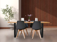 Pack Table à Manger ou Cuisine Bois Massif 200cm + Chaises Nordiques