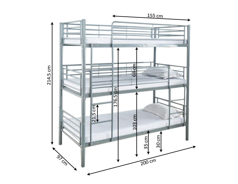 Litera Triple - Camas para Colchon de 90x190 cm