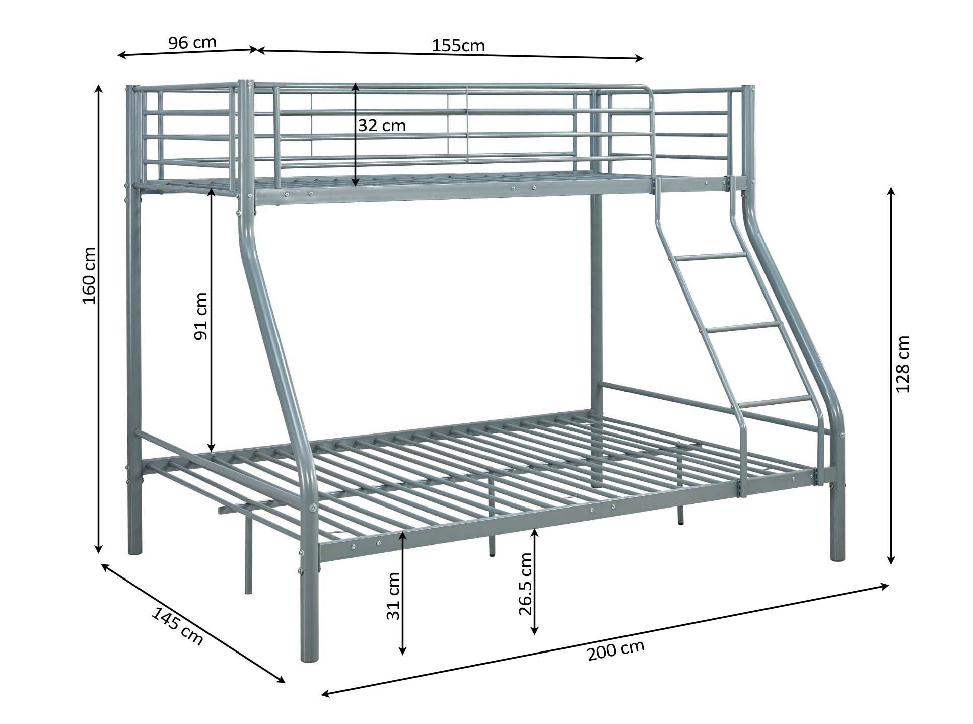 Litera de Matrimonio Metalica  AS-121 (135x190 + 90x190cm)