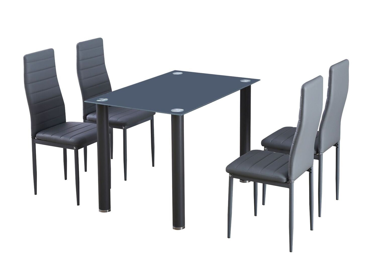 Table en verre trempé + 4 chaises en similicuir. Salle à manger ou cuisine