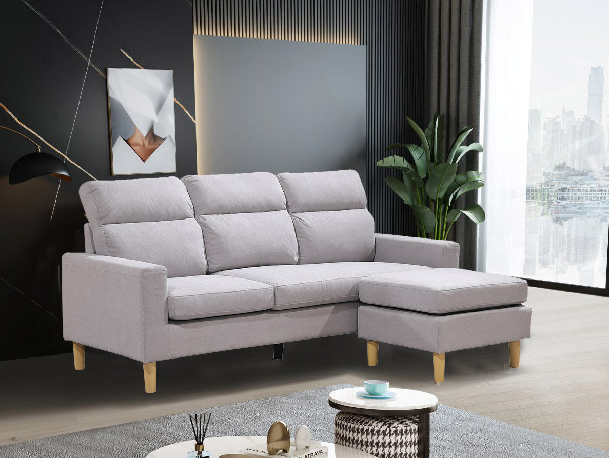 Sofa Agora + Puff Convertible en Chaise Longue 196x140cm