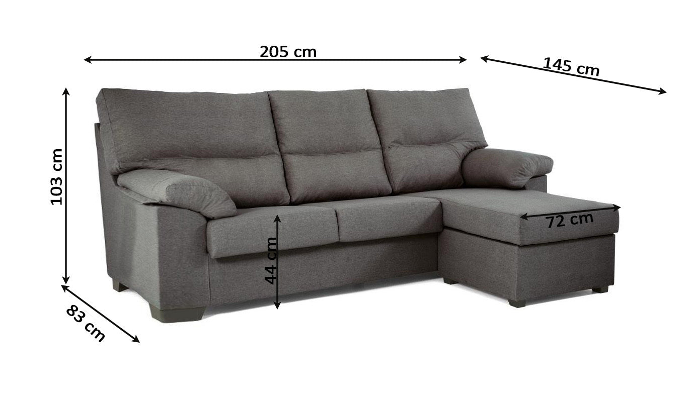 Sofa Chaise Longue Reversible Golden 205x145cm