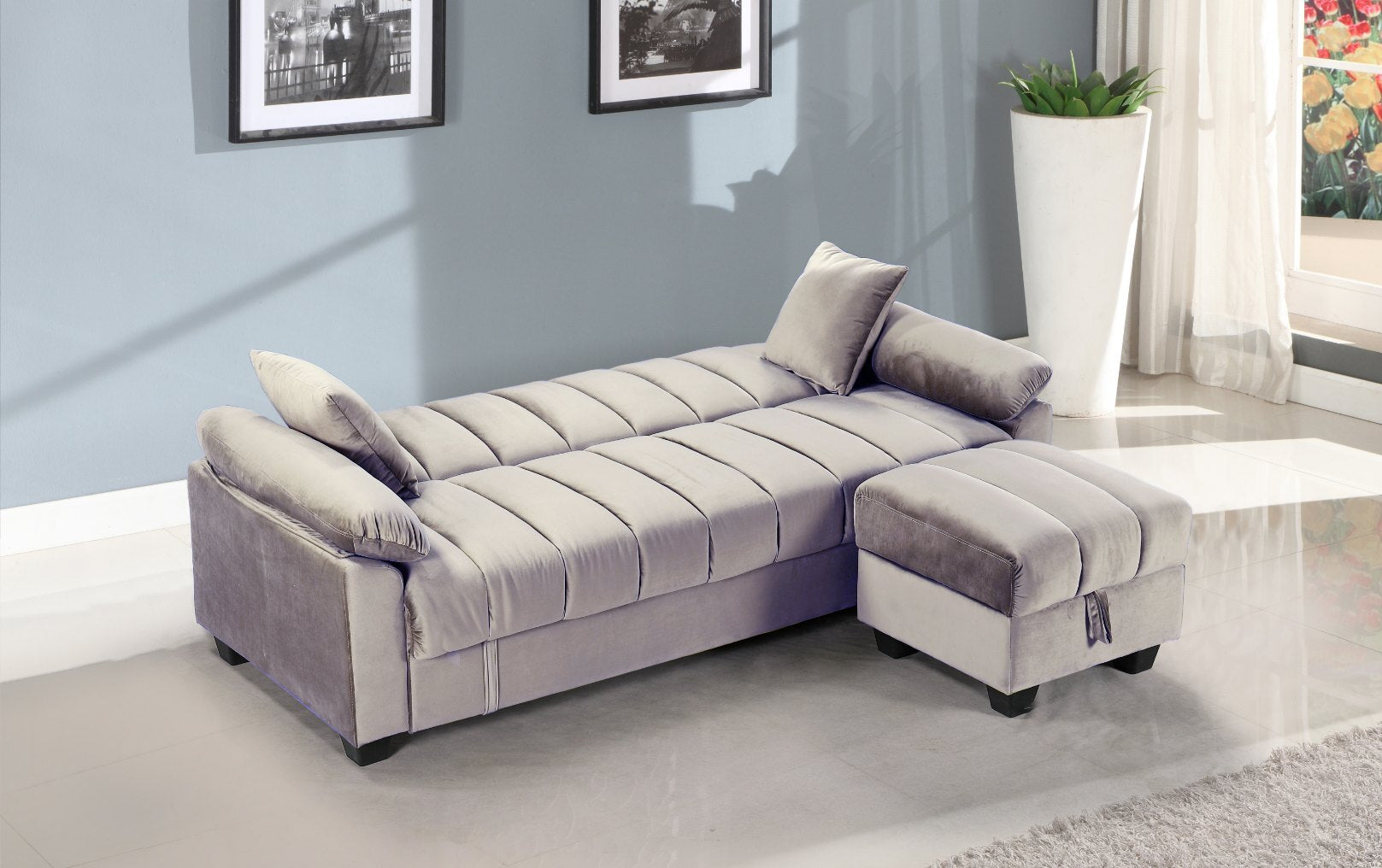 Sofa Cama con Puff Yadhi 210x85cm