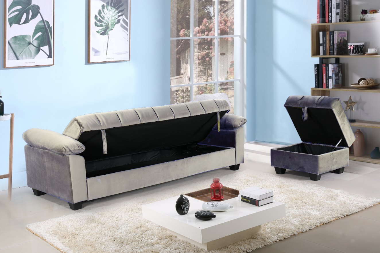 Sofa Cama con Puff Yadhi 210x85cm