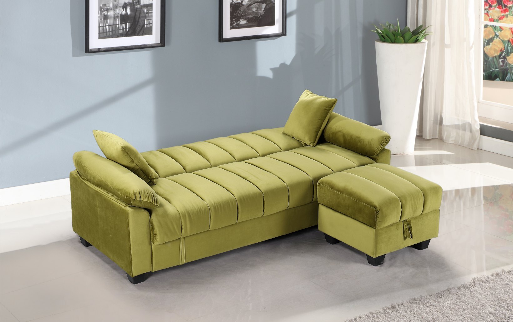 Sofa Cama con Puff Yadhi 210x85cm